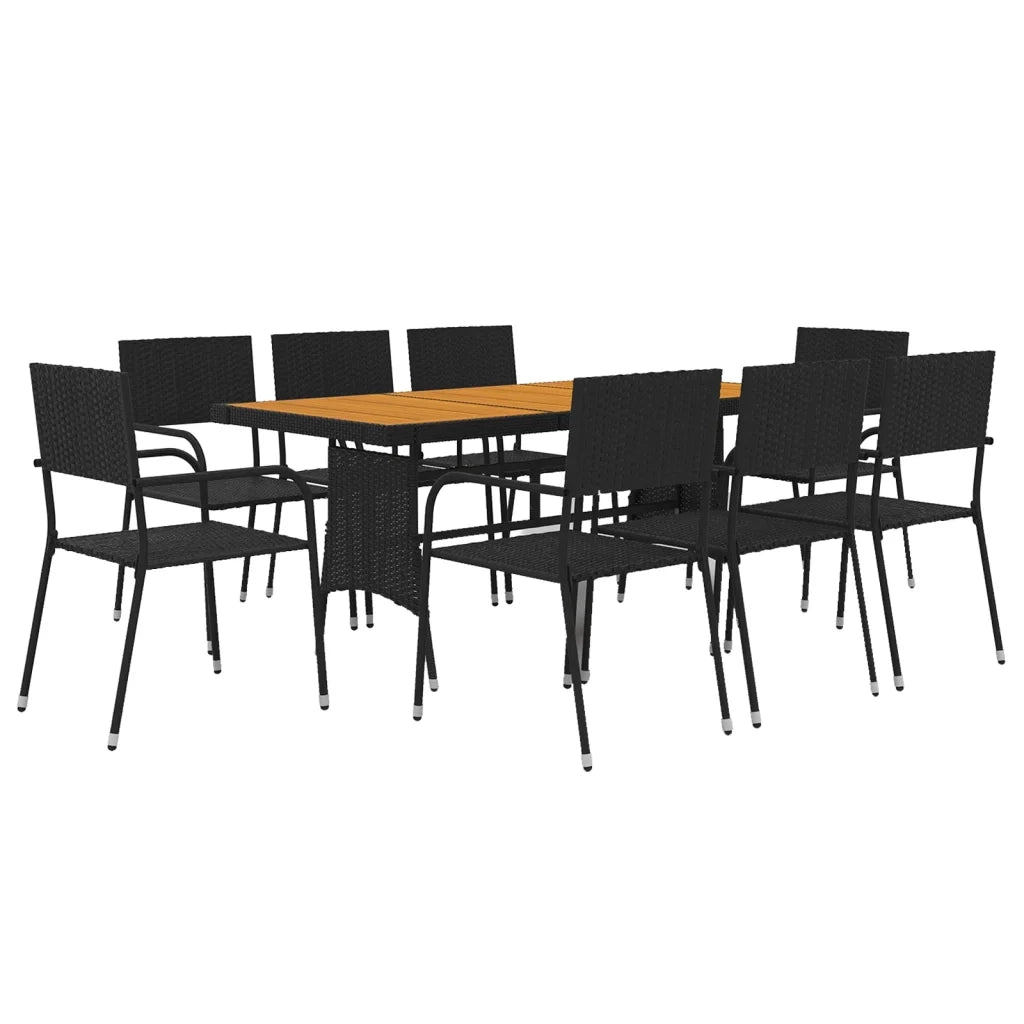 Set da Pranzo per Esterni 9 pz in Polyrattan Nero 3120107
