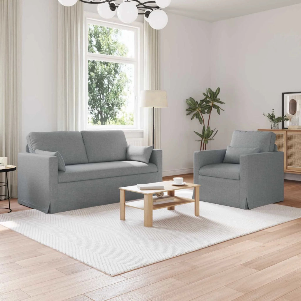 Set di divani 2 pz Grigio chiaro Tessuto 3407537