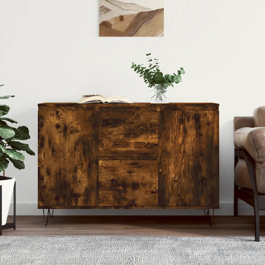 Credenza | Madia | Buffet da pranzo | Armadio da pranzo Rovere Fumo 101,5x35x70 cm in Legno Multistrato