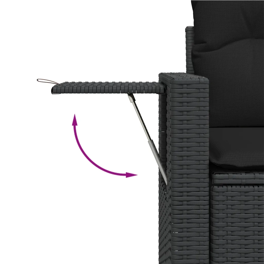 Salotto da Giardino-Set Divani da Giardino 4 pz con Cuscini Nero in Polyrattan 669277