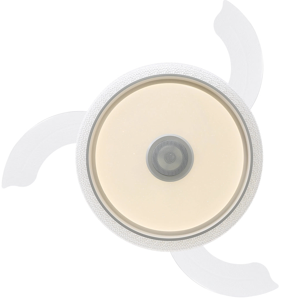 Ventilatore da soffitto bianco in PC con luce LED 32 W, RGB e telecomando