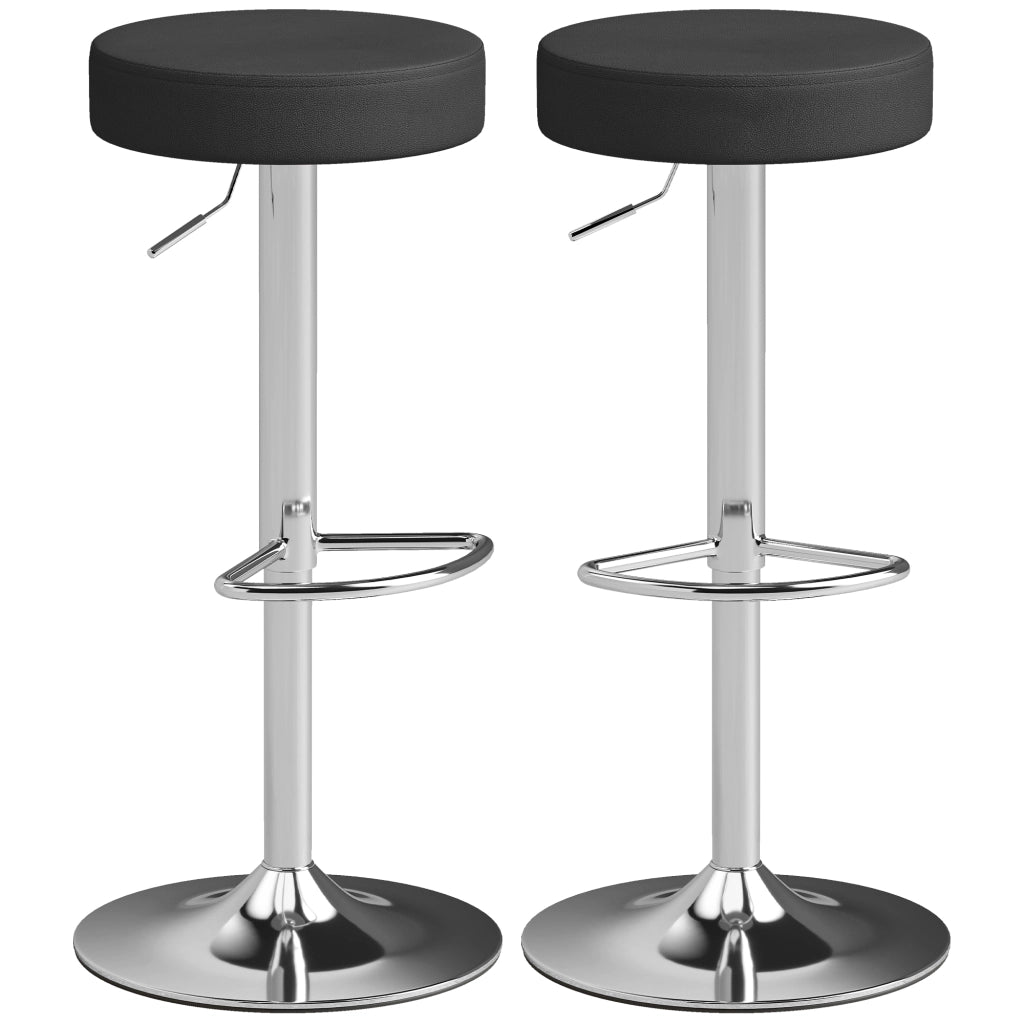 Sgabelli da Bar Regolabili ¨C Minimal ¨C Pelle PU e Metallo, Nero, 38.5x38.5x62-84 cm