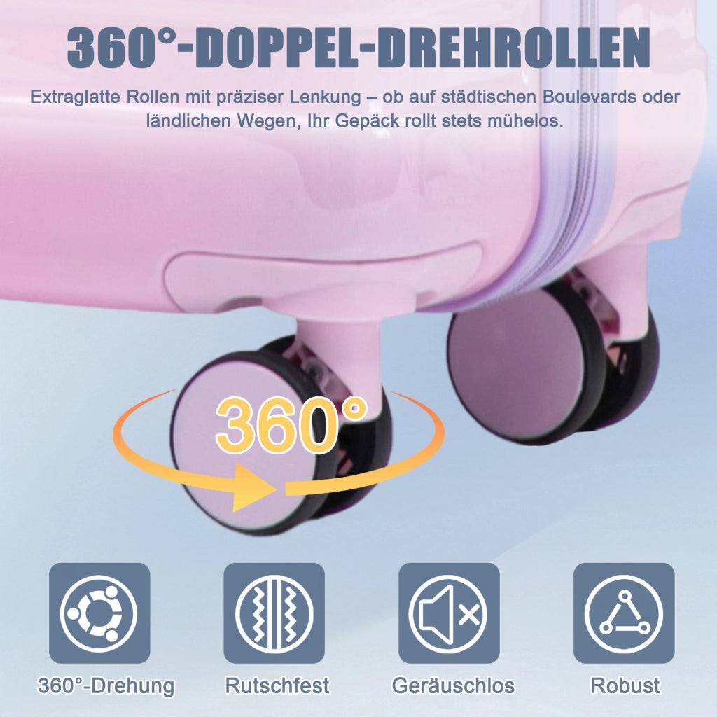 Set di valigie rigide 4 pezzi in PC viola con 3 trolley da 20. 24 e 28 pollici e beauty case da 14 pollici