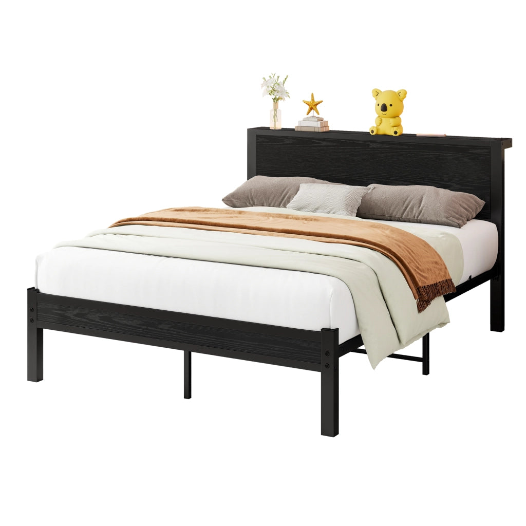 letto singolo mdf metallo nero 140 x 200 cm