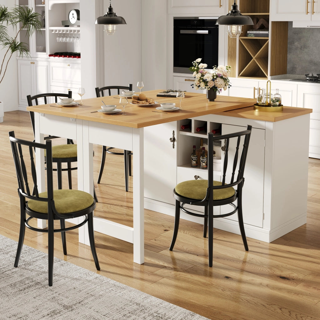 Bartisch allungabile multifunzione in MDF con spazio contenitore, 120-180 cm, bianco/naturale