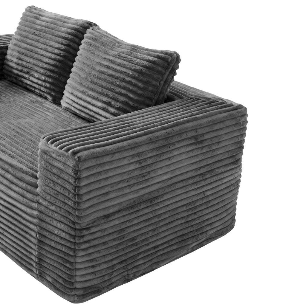 Divano Letto a 2 Posti in Schiuma ad Alta Densità Rivestito in Velluto di Cotone Grigio, Senza Montaggio, Ideale per Spazi Ridotti