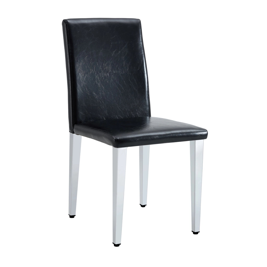 SEDIA Moderna 41x47x90 cm in Pelle PU Nera e Metallo Argento