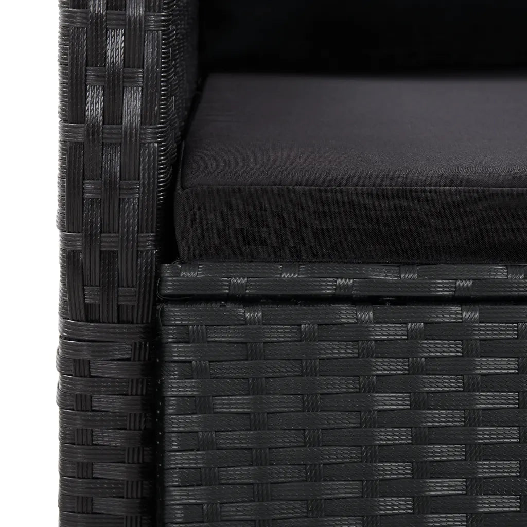 Set da Pranzo da Giardino 11 pz con Cuscini in Polyrattan Nero 3277644