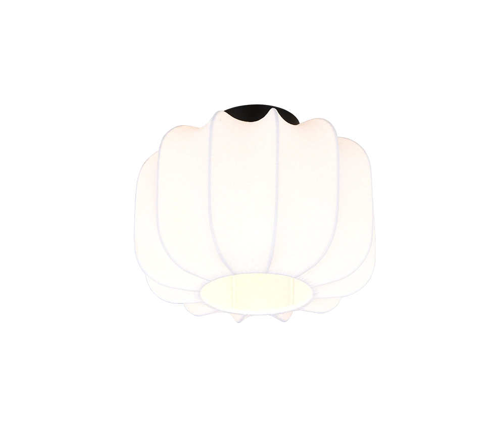 Plafoniera, tessuto e metallo, bianco e nero, D 25 cm, Madeline