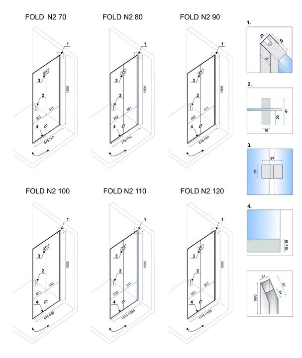 Cabina Doccia Pieghevole Rea Fold N2 Modulare 80x80