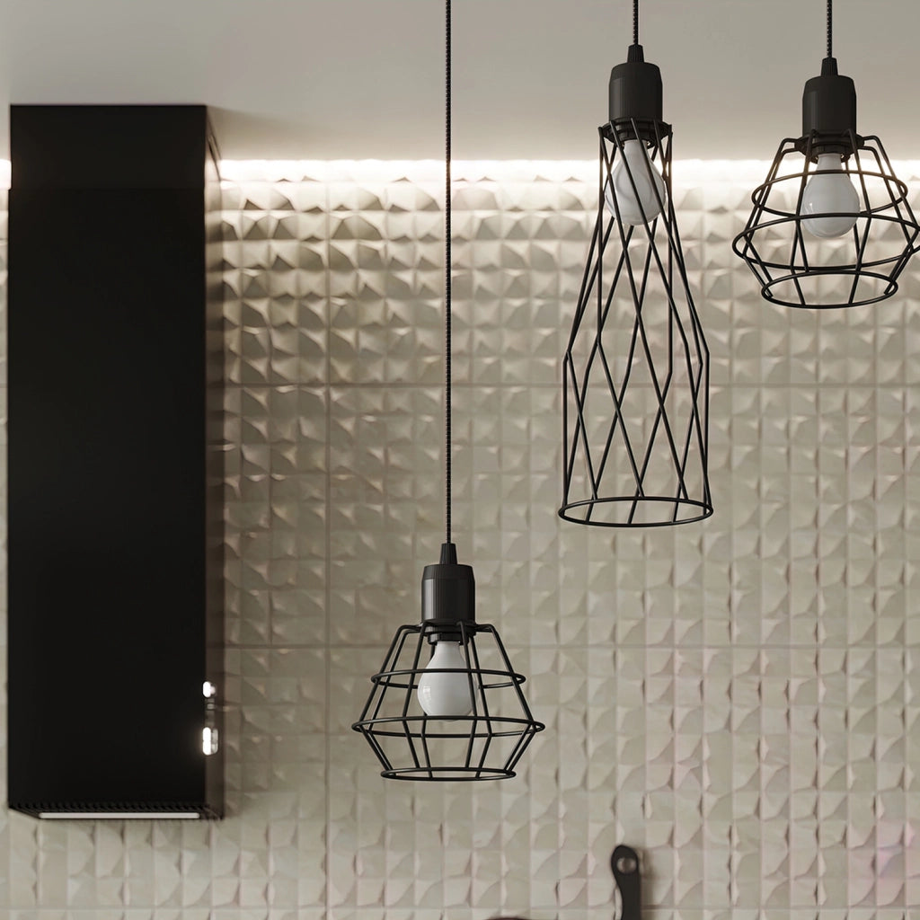 Applique industriale nera in metallo con interruttore E14
