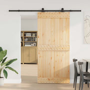 Porta scorrevole NARVIK Naturale e Nero 95 x 210 cm (213,5 cm) 3445273