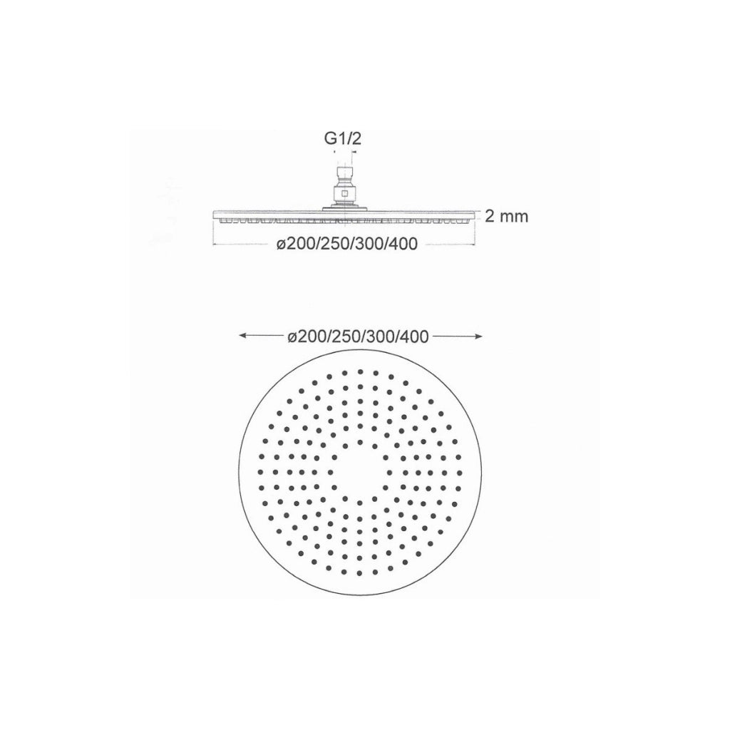Soffione doccia tondo in acciaio 25cm