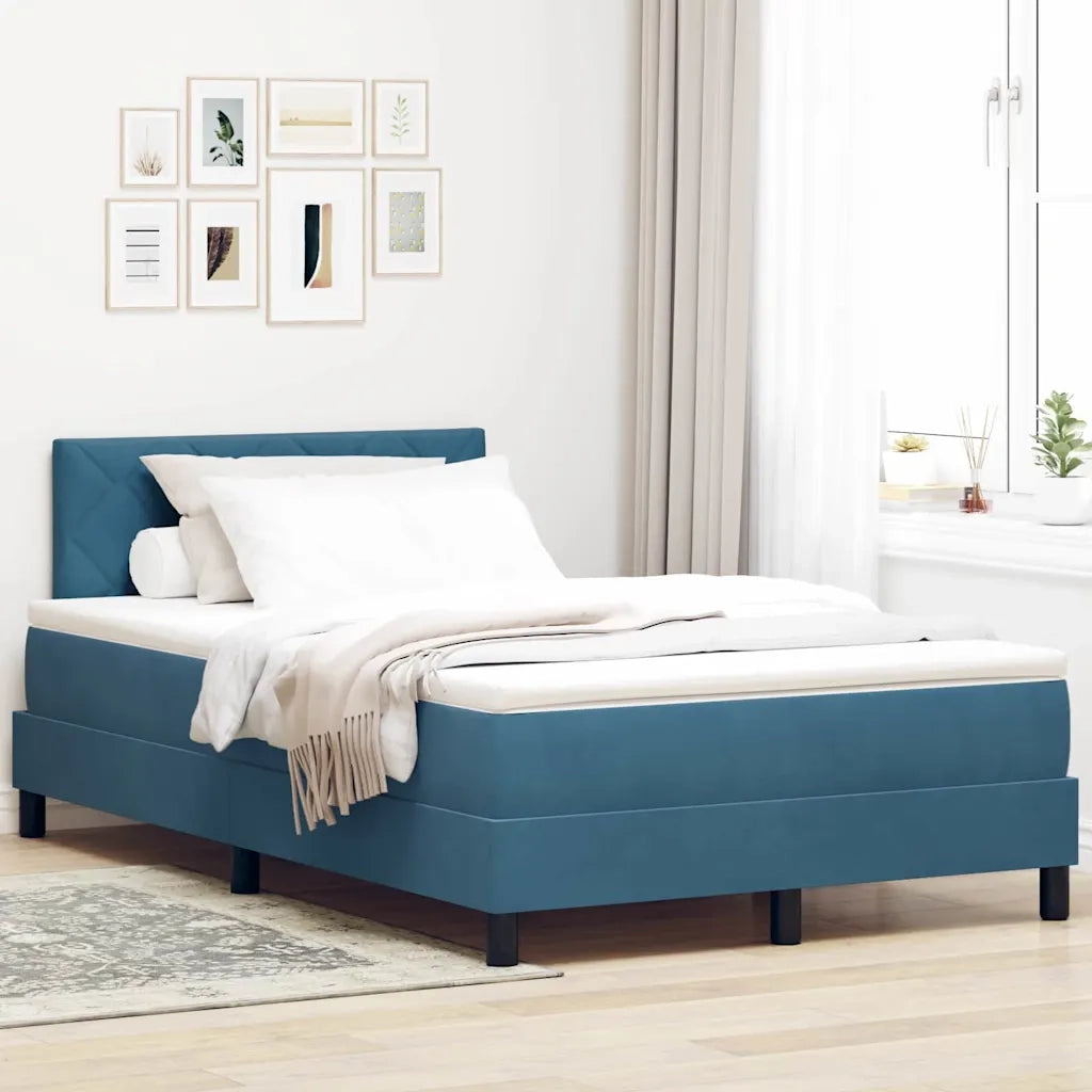 Letto a molle con materasso Blu Scuro 120 x 190 cm Velluto 3339228