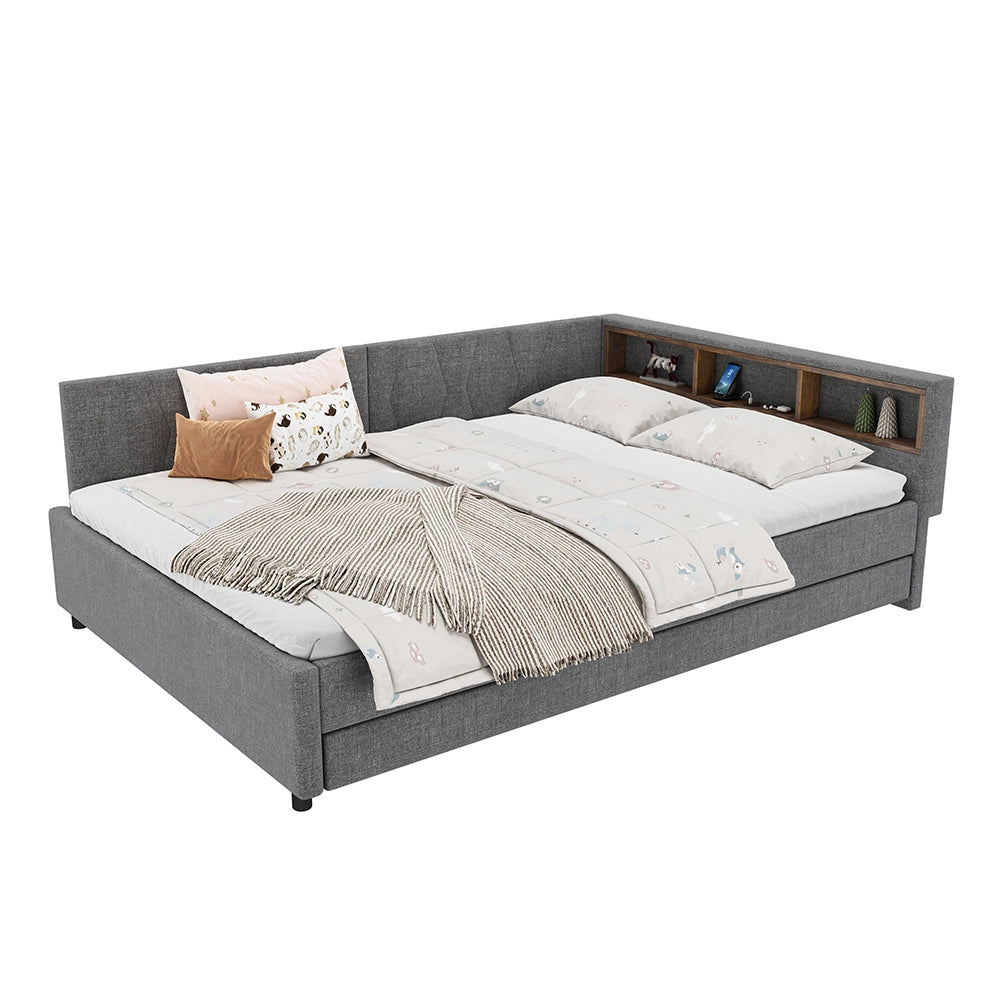 Daybed - Xylo - 140x200 cm LED USB gigogne grigio