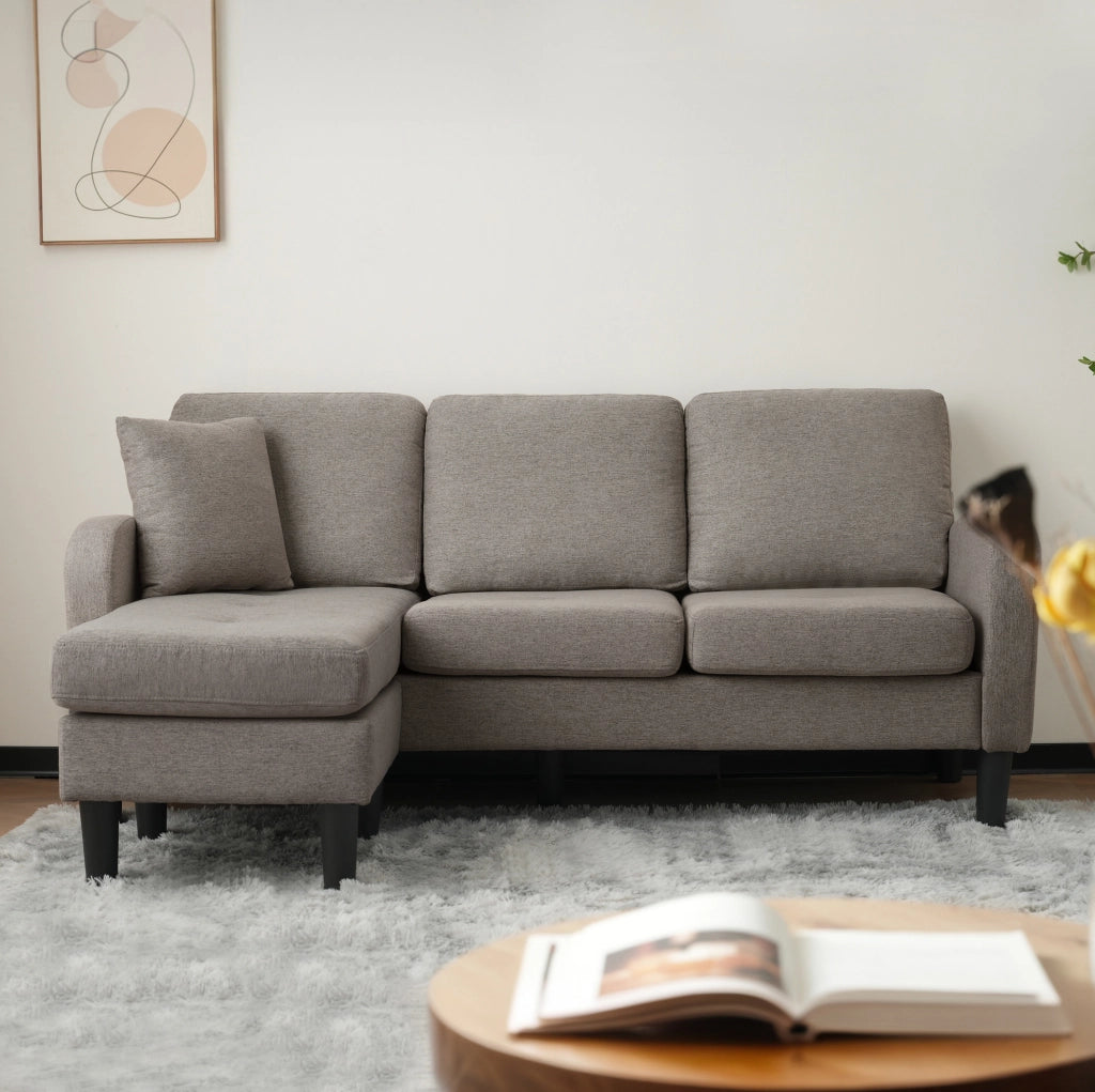 Divano angolare modulare 3 posti con chaise longue grigio scuro