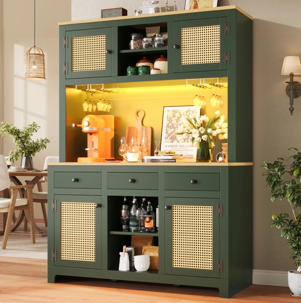 Credenza da cucina alta 120x40x180 cm in MDF verde antico