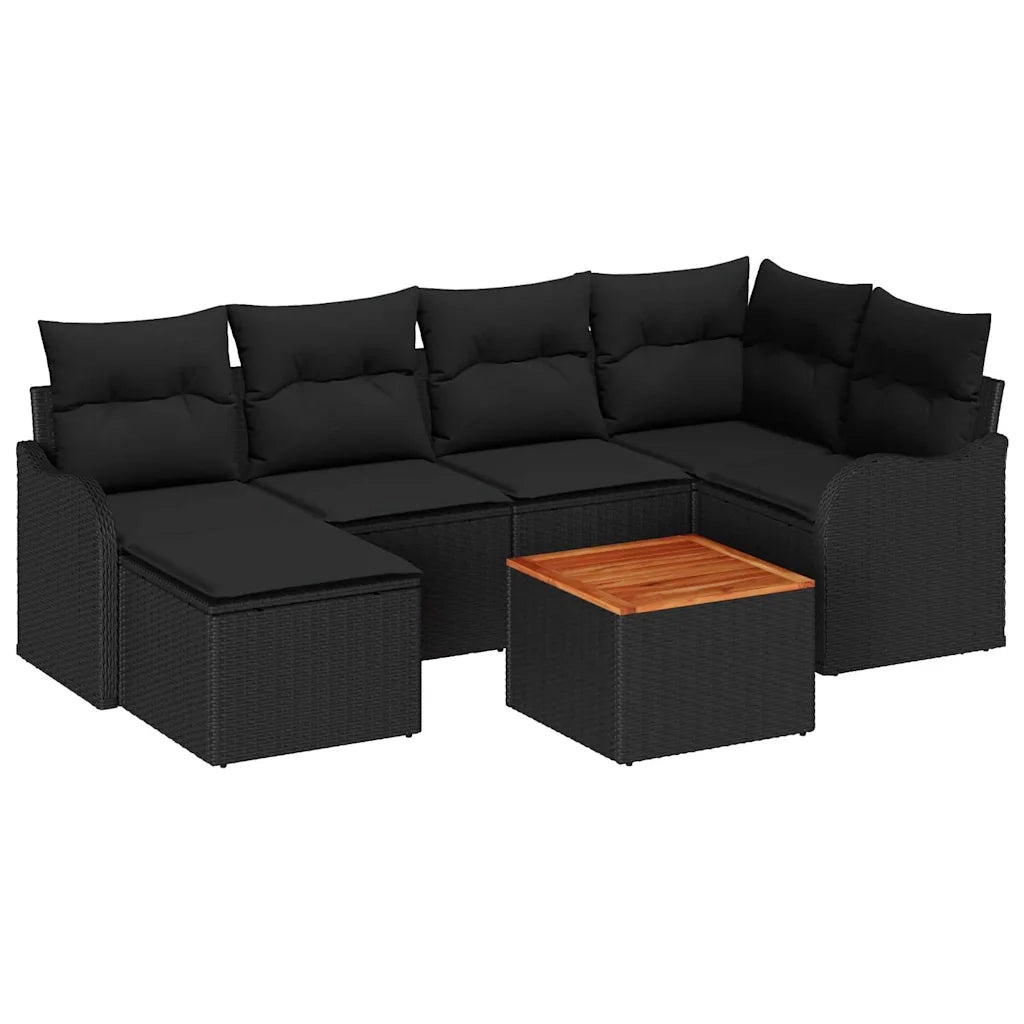 Set Divano da Giardino con archiviazione 7 pcs Nero polyrattan 3356147