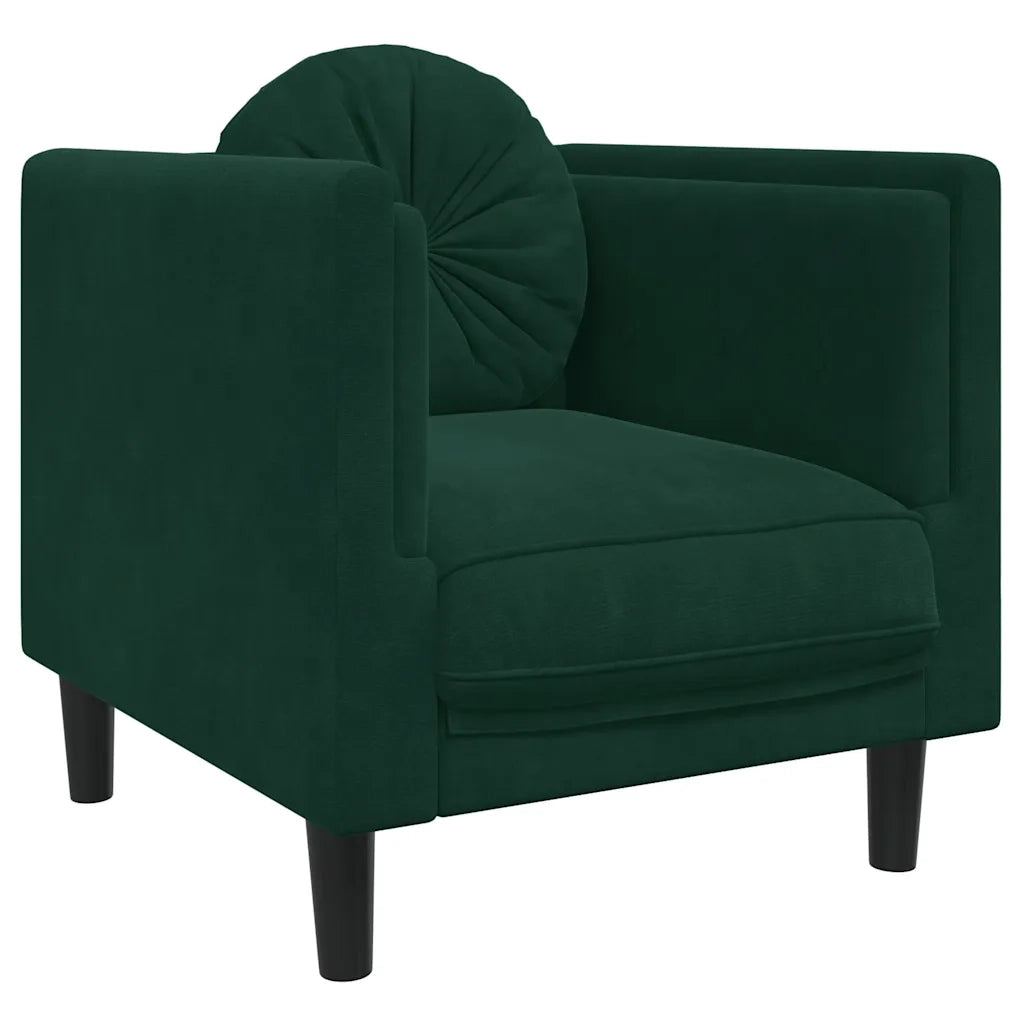 Divano Sedia-Poltrona con Cuscino Verde Scuro in Velluto