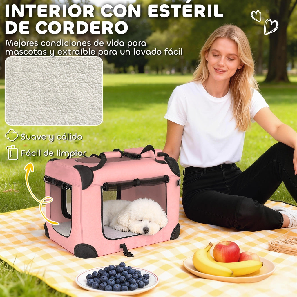 Trasportino per Cani Pieghevole con Cuscino ¨C Zephmum ¨C Rosa 60x41.5x41 cm