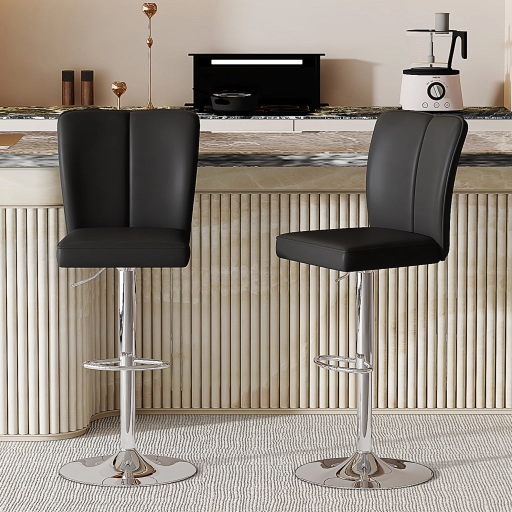 SGABELLO ALTO Set da 2 pezzi 95,5-117,5 cm PU nero e argento