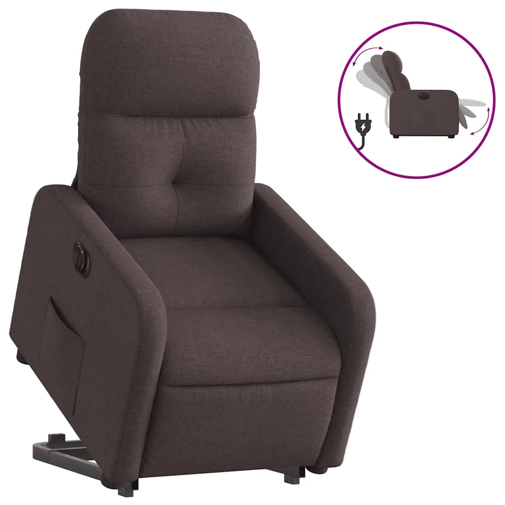 Divano Sedia-Poltrona Alzapersona Reclinante Elettrica Marrone Scuro Tessuto 136937