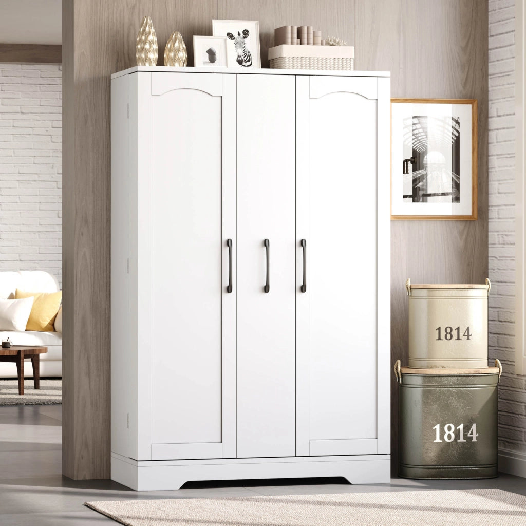 Armadio da cucina bianco in MDF con ripiani e cassetto estraibile