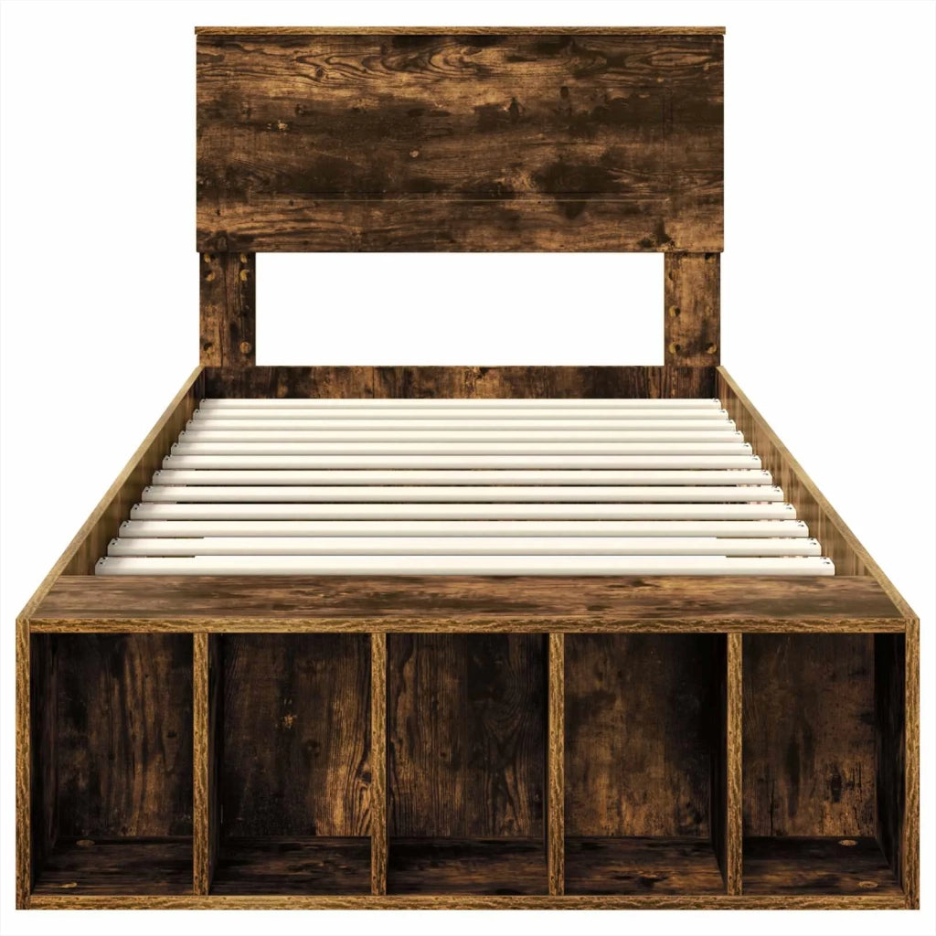 Letto singolo | Letto per adulti | Struttura del letto Rovere fum¨¦ 75 x 190 cm Legno multistrato