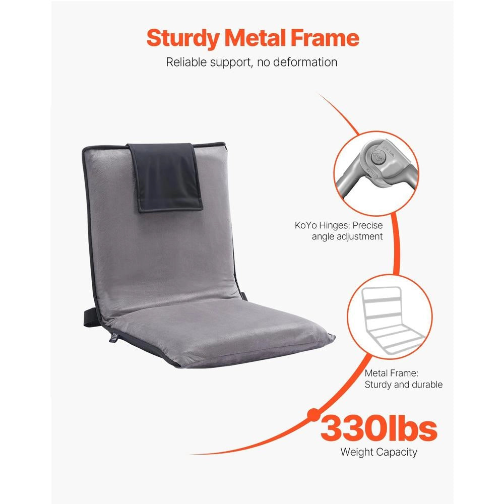 Sedia Pavimento Regolabile 6 Posizioni Supporto Schiena Pieghevole Leggere TV Giocare 49.7kg Grigio