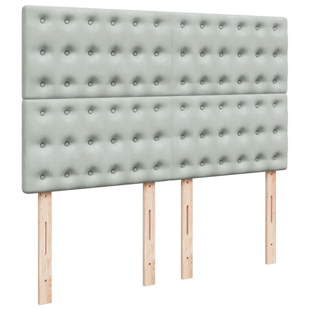 Giroletto a Molle con Materasso Grigio Chiaro 140x190cm Velluto