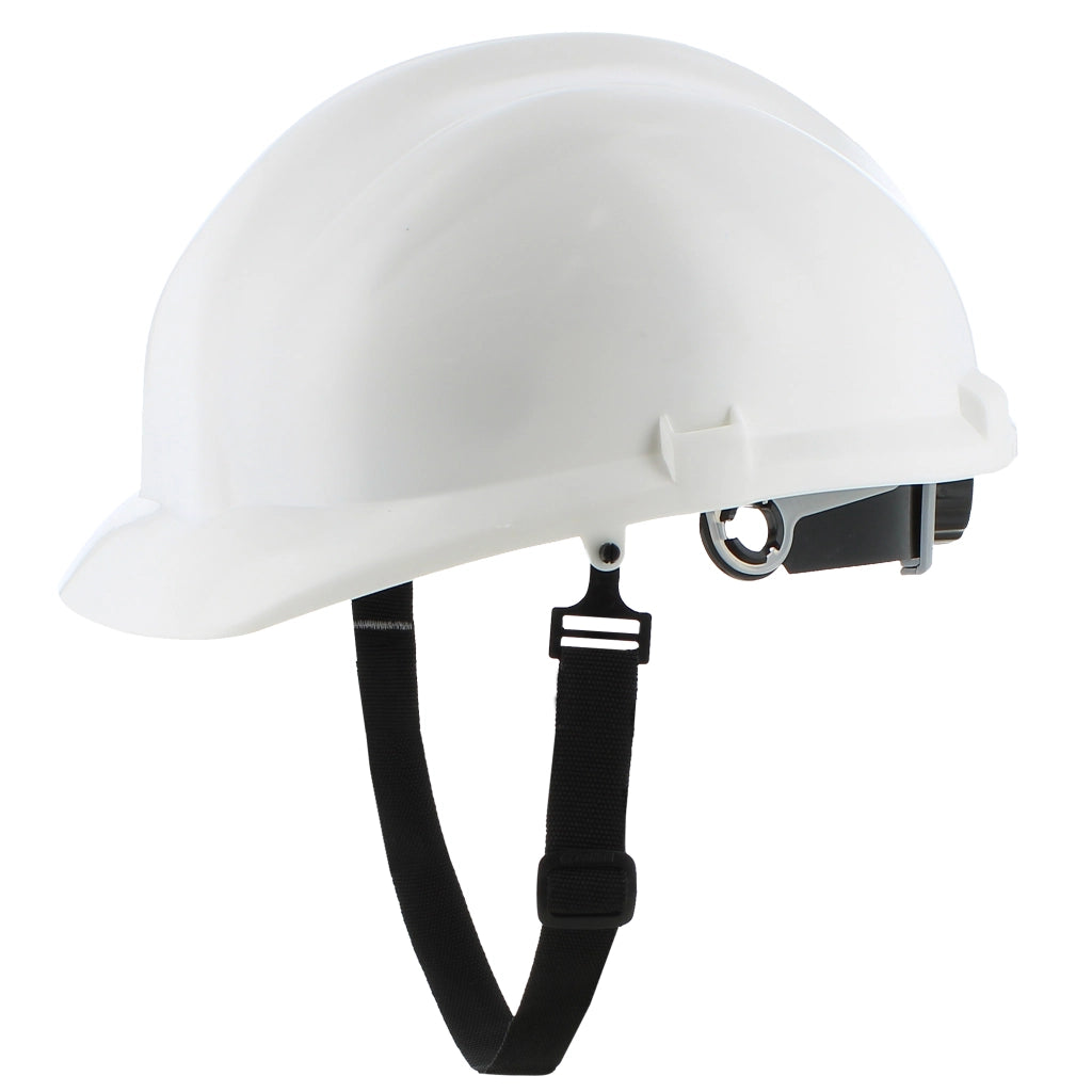 Elmetto BIANCO Casco di Sicurezza antinfortunistico da Cantiere Leggero Certificato EN 397 Con Cintino Sottogola e Rotella di Regolazione