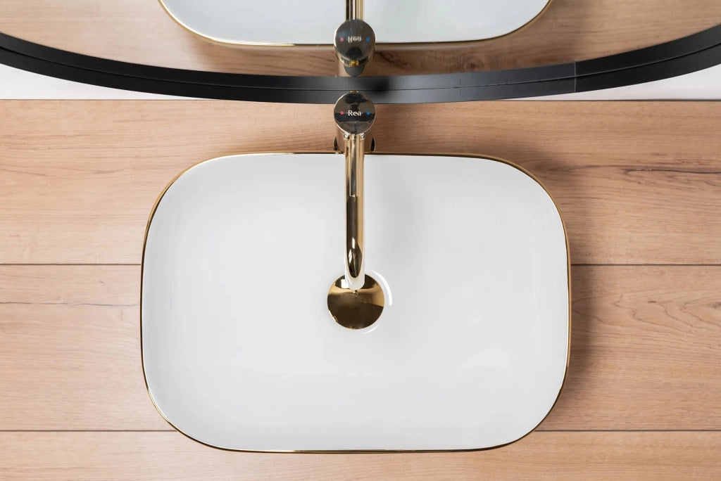 Lavabo Da Appoggio Rea Belinda Gold Edge