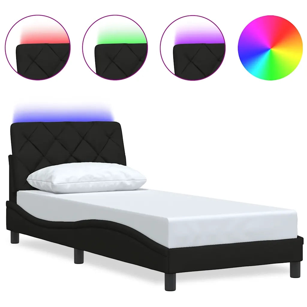 Giroletto con LED senza Materasso Nero 90x200 cm in Tessuto 3310645