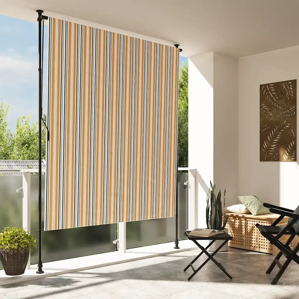 Tenda a rullo | Tenda avvolgibile Esterno Gialla e Bianca 200x270cm Tessuto Acciaio