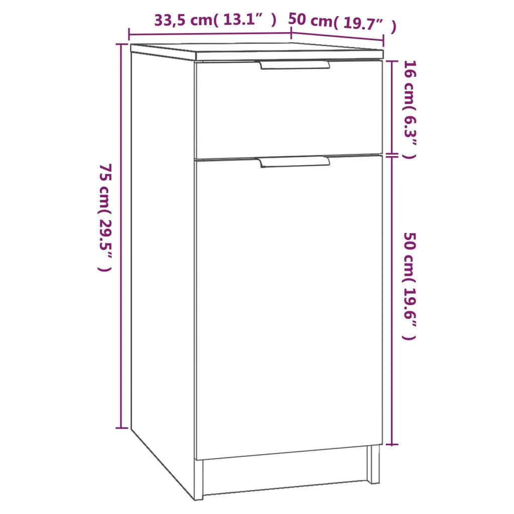 Mobile da ufficio moderno con cassetto e scomparti 33,5 x 50 x 75 cm legno composito bianco 02_0048010