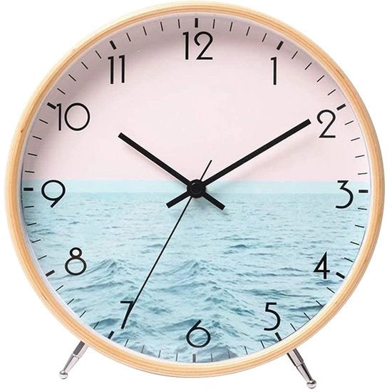 Orologio in legno da parete 8,6 pollici, orologio moderno e silenzioso per soggiorno, cucina, orologio da muro senza tic, orologio da muro silenzioso, orologio da parete (oceano)