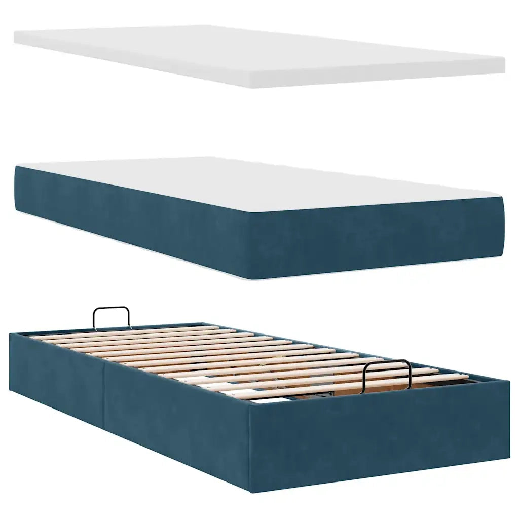 Struttura Letto Pouf con Materasso-Giroletto 80x200 cm Velluto