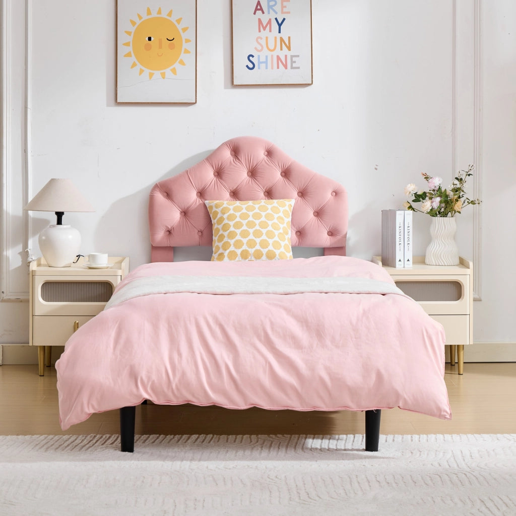 letto imbottito velluto rosa 90 x 200 cm