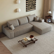 Divano in tessuto a coste color cammello 270x175x83 cm con imbottitura in schiuma