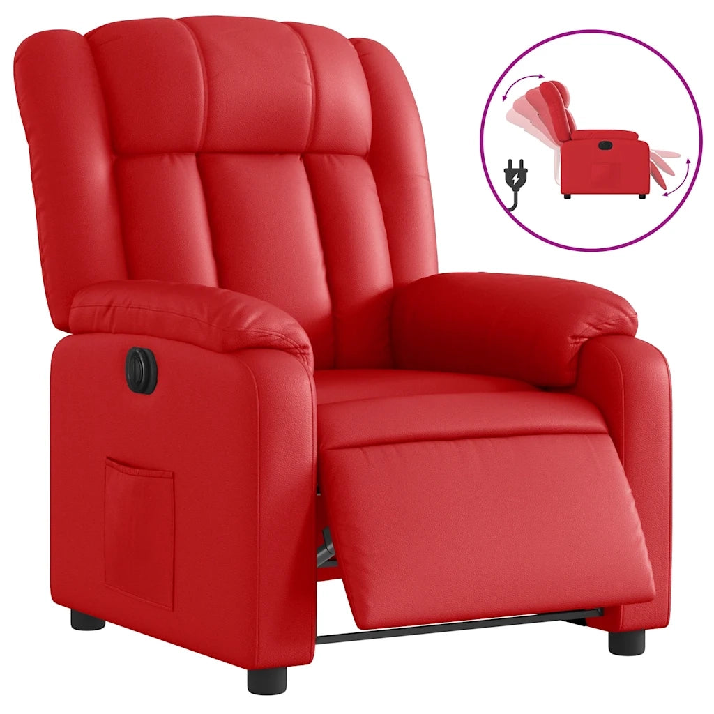 Divano Sedia-Poltrona Reclinabile Elettrica Rossa in Similpelle 762098