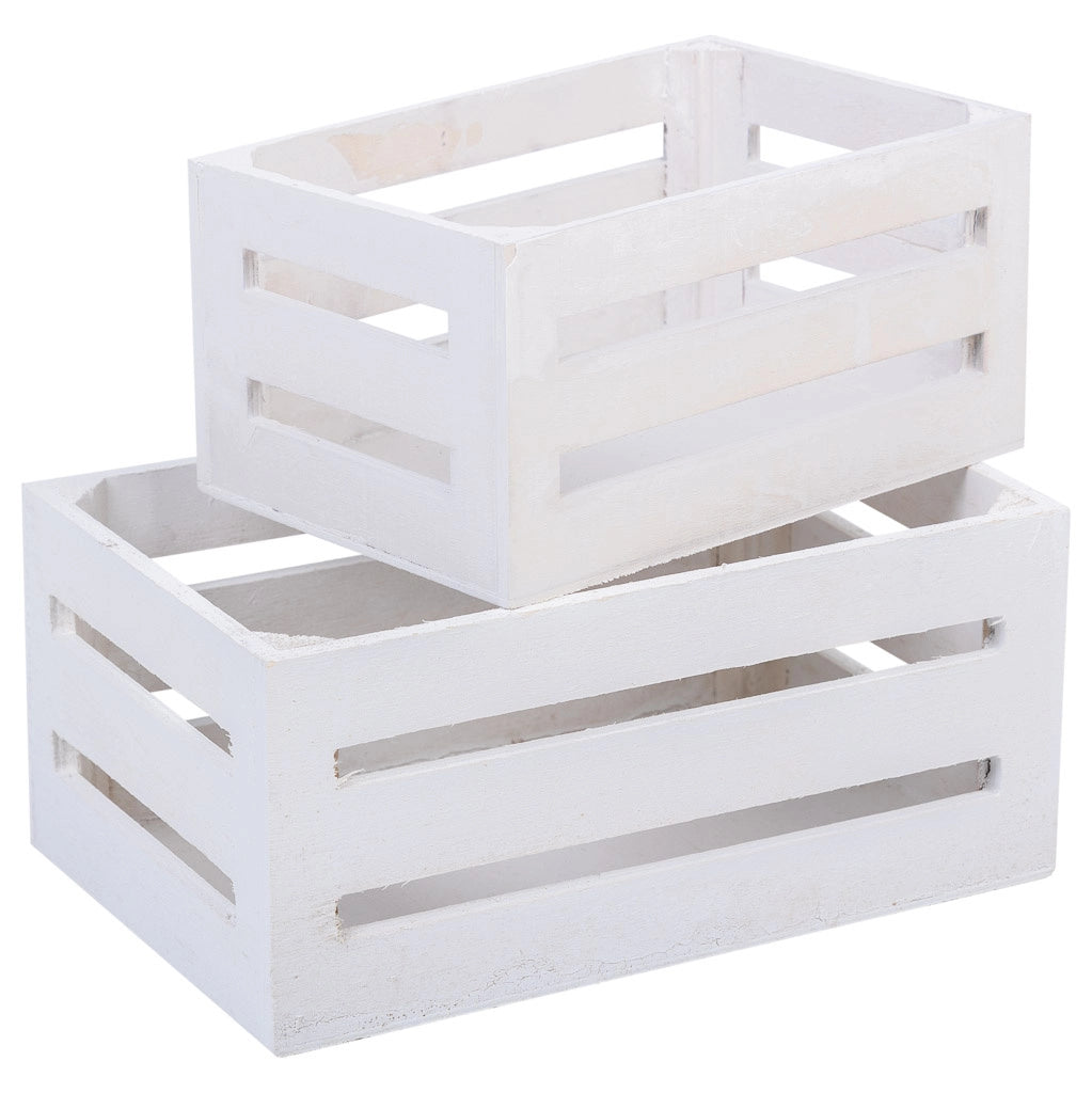 Set di 2 cassetti in legno bianco