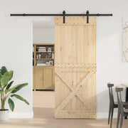 Porta scorrevole NARVIK Naturale e Nero 100 x 210 cm (213,5 cm) 3445358