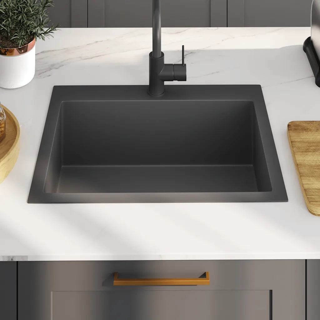 Lavello da Cucina Lavorato a Mano Nero Acciaio Inox 51513