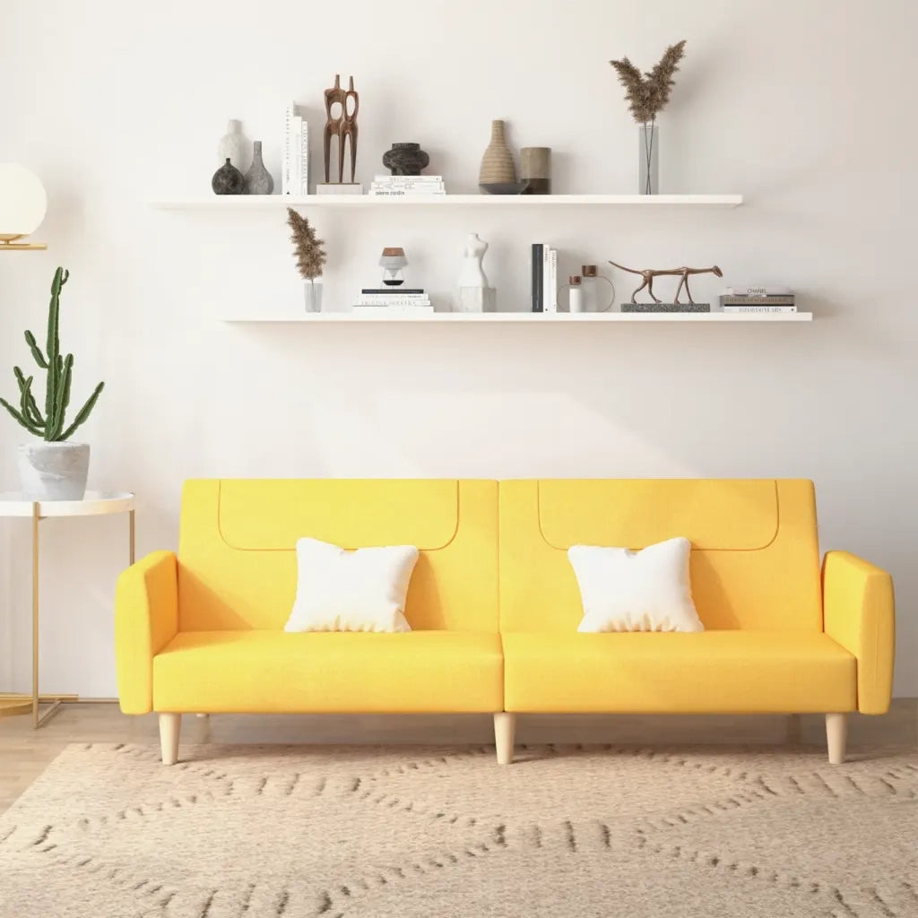 Divano letto | Sof¨¤ letto | Letto singolo a 2 Posti Giallo in Tessuto