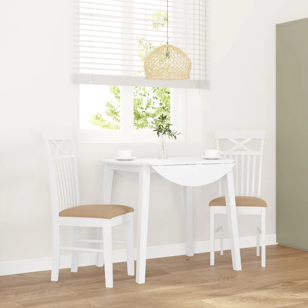 Sedie da Pranzo con Cuscini 2 pz Bianco Legno Massello di Hevea 4102416