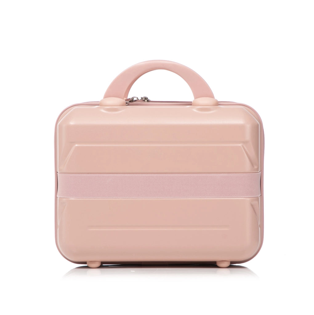 Set 2 pezzi valigia 35,5x20,5x55 cm rosa in ABS, trolley con beauty case
