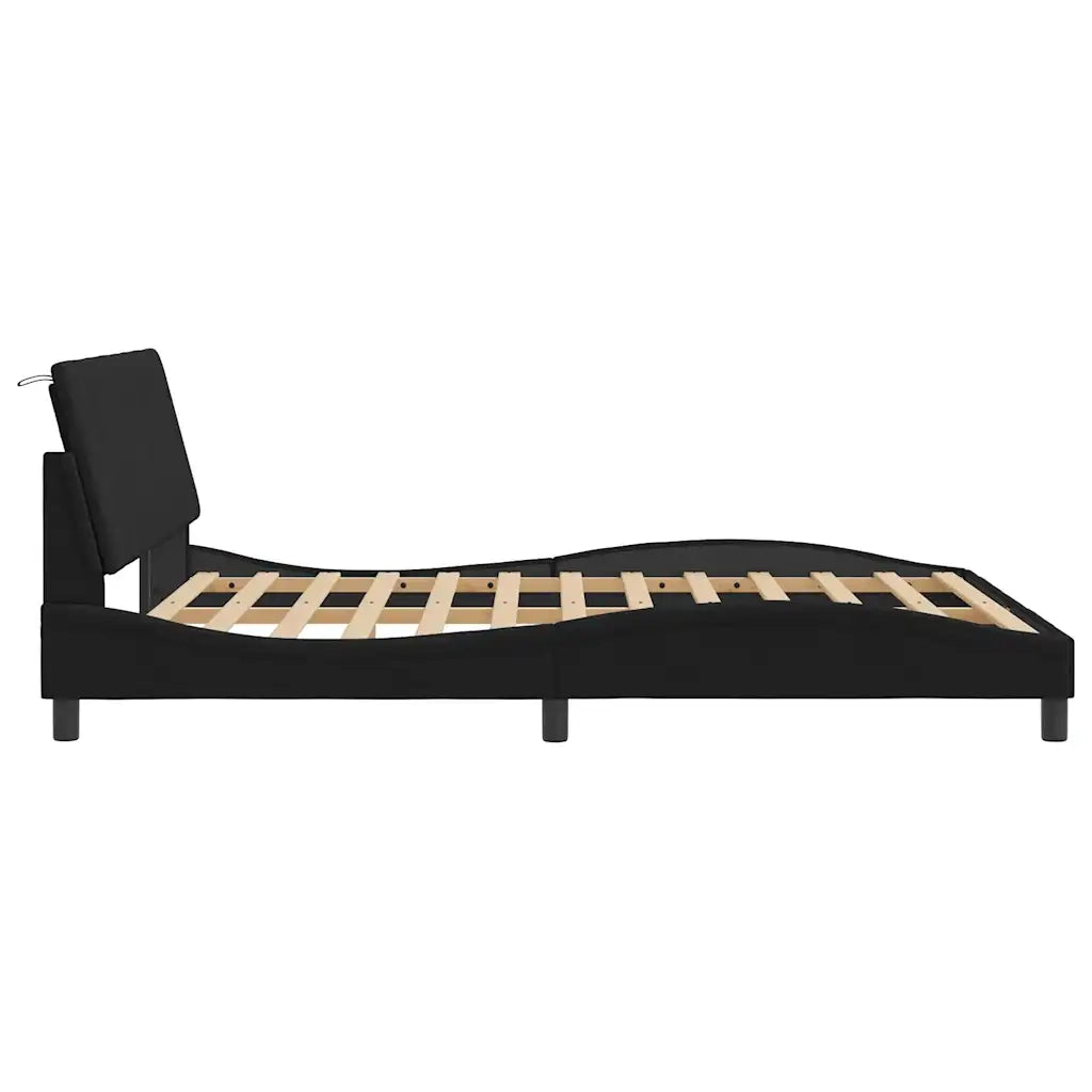 Giroletto senza Materasso-Struttura Letto Hanko Nero 160x200 cm in Velluto