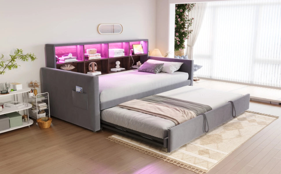 letto imbottito velluto grigio 90 x 190 cm