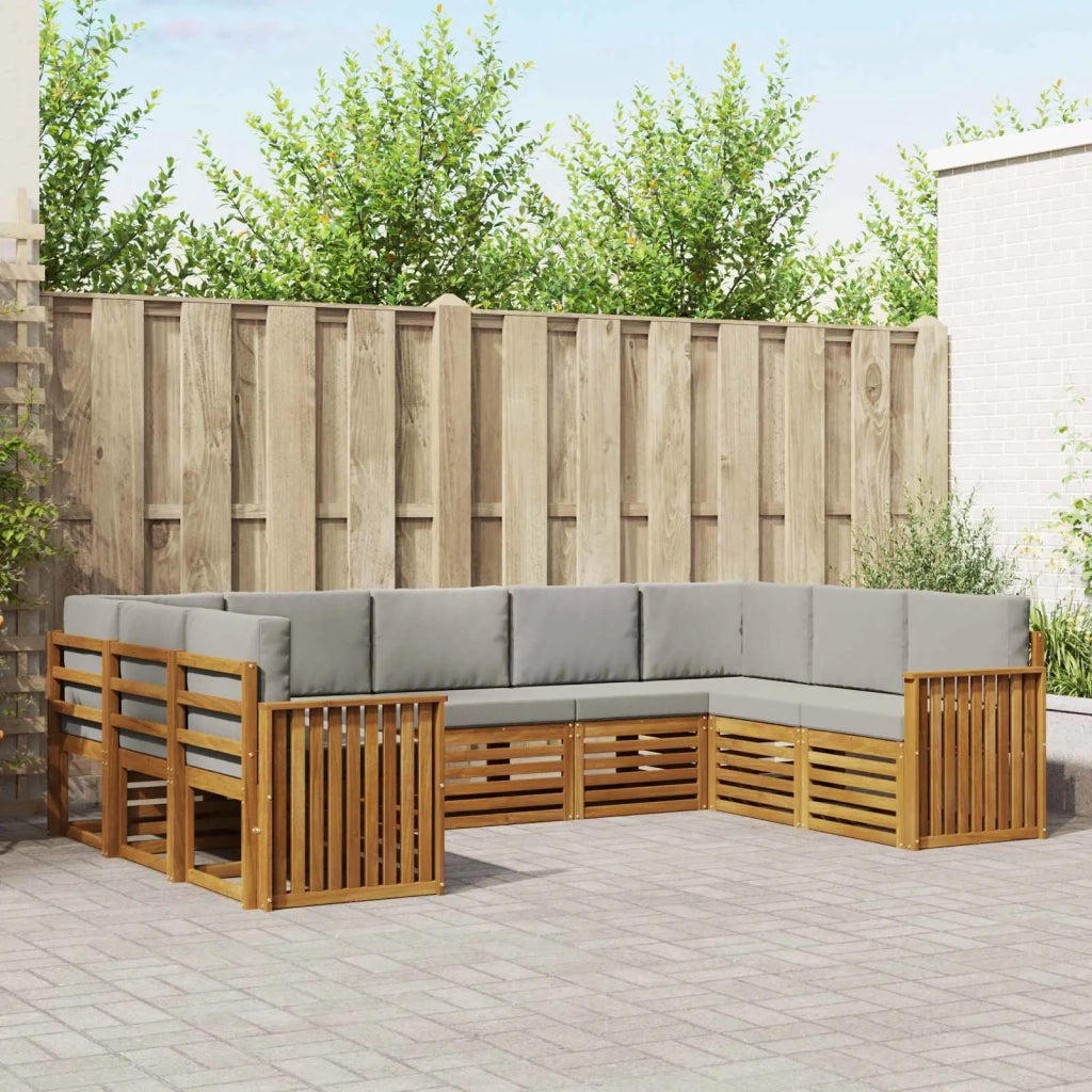 Set divano sezionale con cuscino 9 pcs Grigio Naturale e Chiaro 3375476