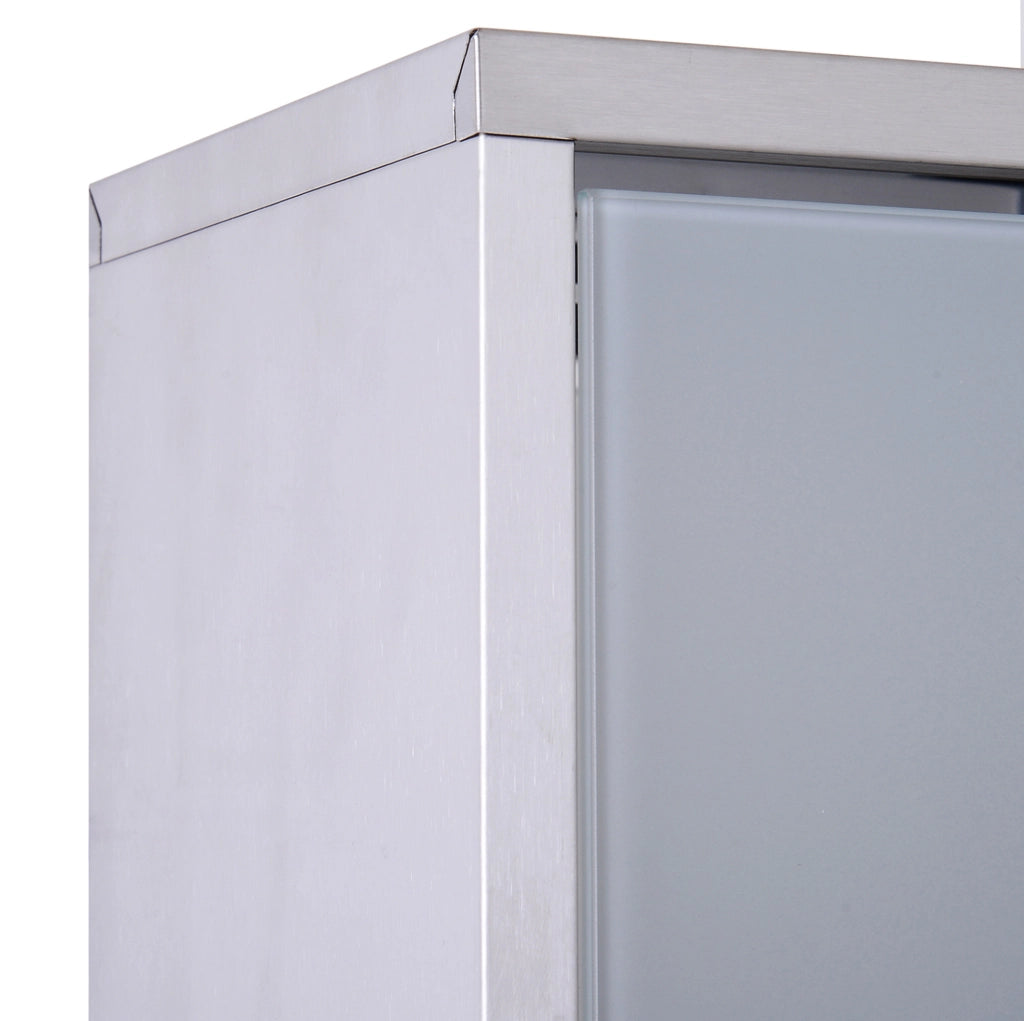Armadio Medicina in Acciaio Inox con Serratura, 30x12x60 cm, Porta in Vetro Satinato con Croce di Primo Soccorso